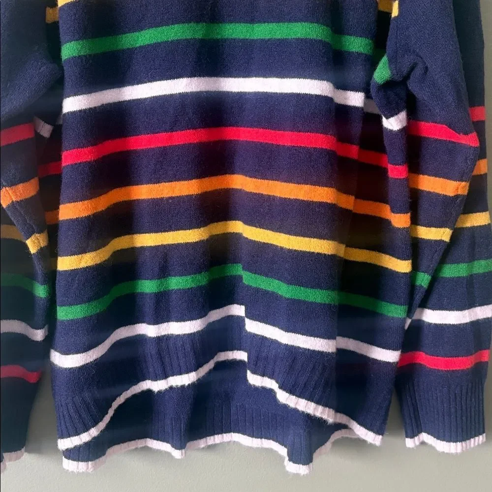 J. Crew Turtleneck Sweater Navy Multicolor Striped Supersoft Yarn Sz 3X